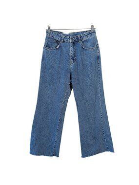 The Ragged Priest Ragged Jeans Womens 32 High Rise Wide Leg Distressed Grudge